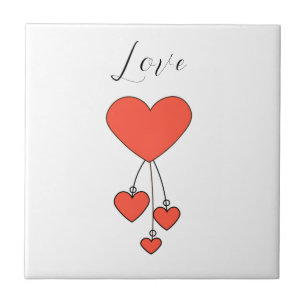 Simple illustration with scarlet hearts Love Tile