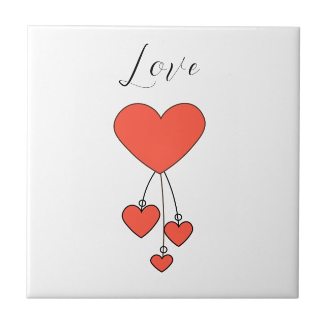 Simple illustration with scarlet hearts Love Tile (Front)