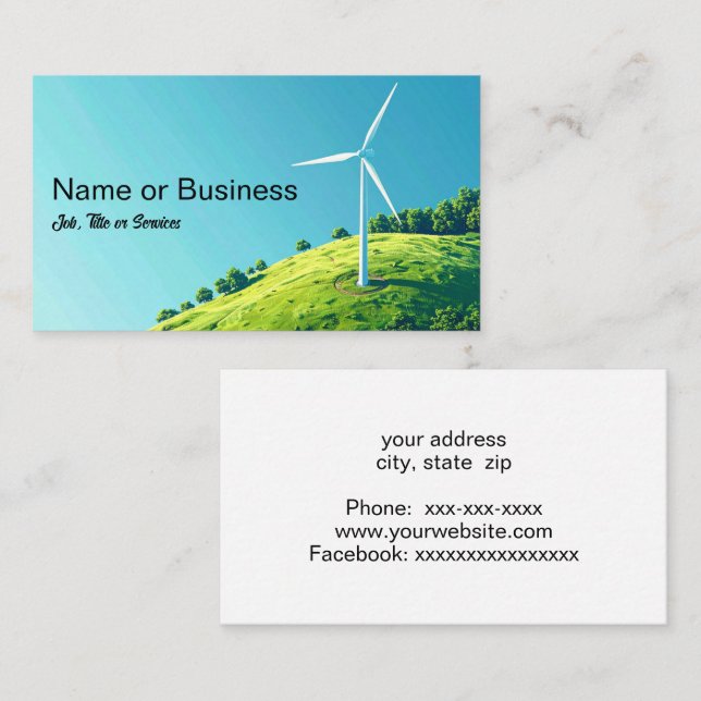Simple image of a wind turbine business card (Front/Back)