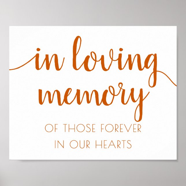 Simple In Loving Memory | Fall Orange Memorial Poster (Front)