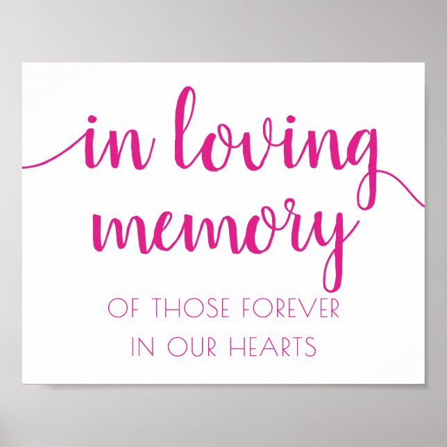 Simple In Loving Memory | Hot Pink Memorial Poster (Front)