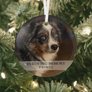 Simple In Loving Memory Pet Dog Photo Keepsake Glass Ornament