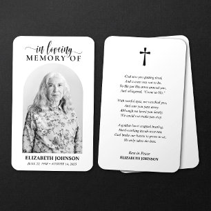 Simple In Loving Memory Photo Funeral Prayer Card