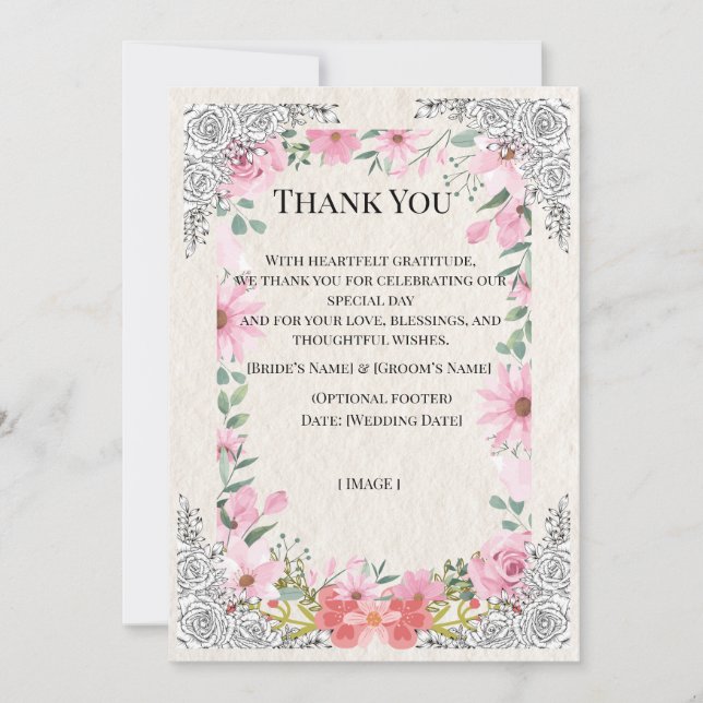 Simple Indian Wedding Thank You Card | Elegant  (Front)