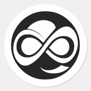 Simple Infinity Elegance in Black and White Classic Round Sticker