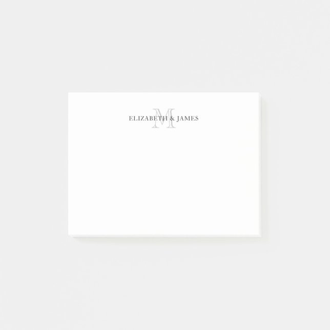 Simple Initial Couple Monogram Personalized Post-it Notes (Front)