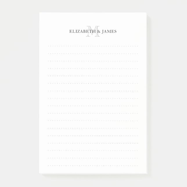 Simple Initial Letter Couple Monogram Dotted Lines Post-it Notes (Front)