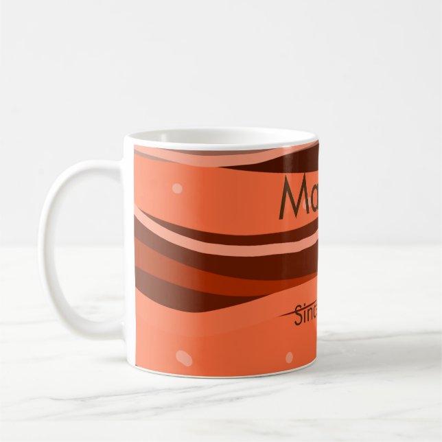 simple initial letter monogram add name brown art coffee mug (Left)