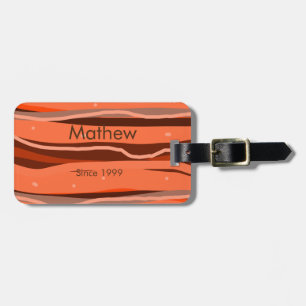 simple initial letter monogram add name brown art luggage tag