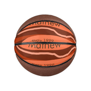 simple initial letter monogram add name brown art mini basketball