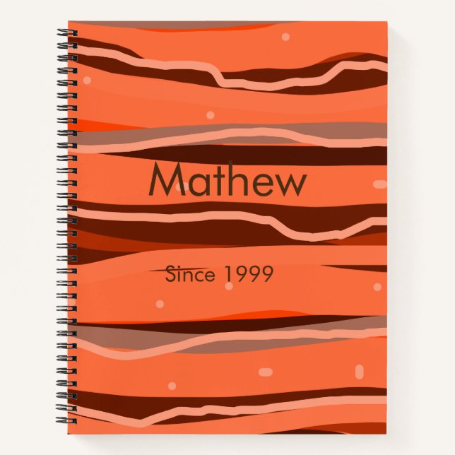 simple initial letter monogram add name brown art notebook (Front)