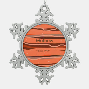 simple initial letter monogram add name brown art snowflake pewter christmas ornament