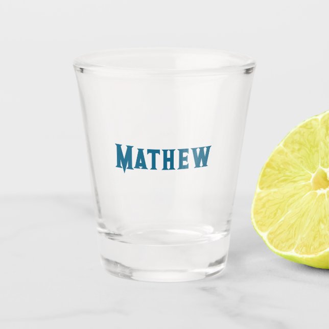 simple initial letter monogram add your name lett  shot glass (Front)