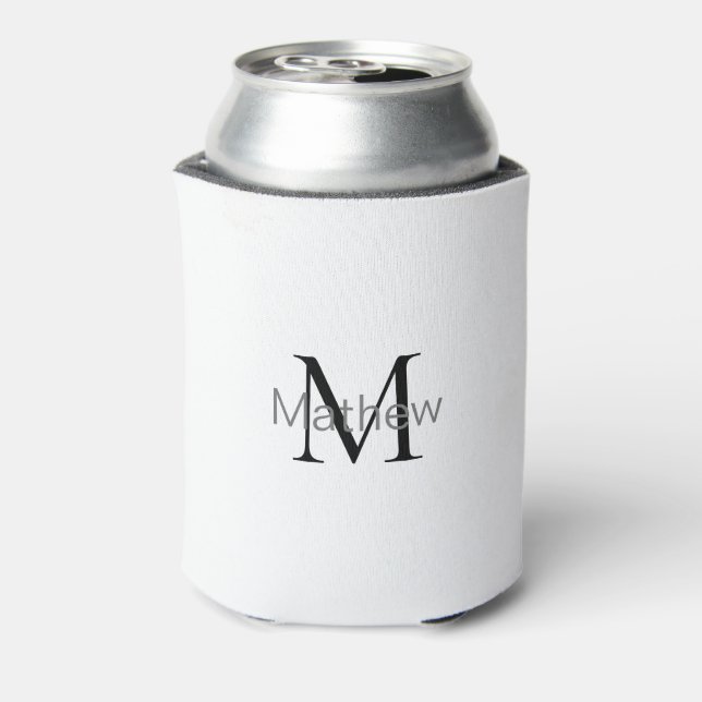 simple initial letter monogram add your name lette can cooler (Can Back)