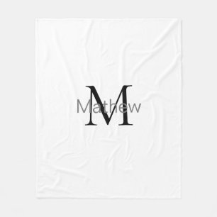 simple initial letter monogram add your name lette fleece blanket