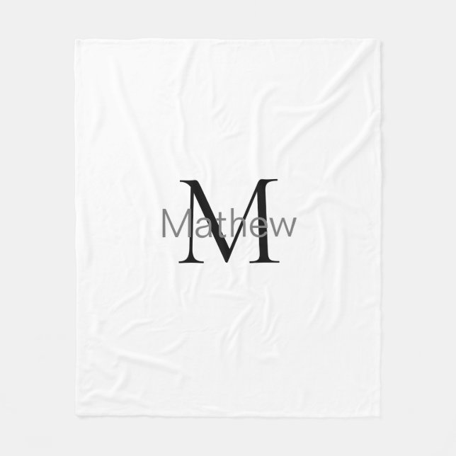 simple initial letter monogram add your name lette fleece blanket (Front)