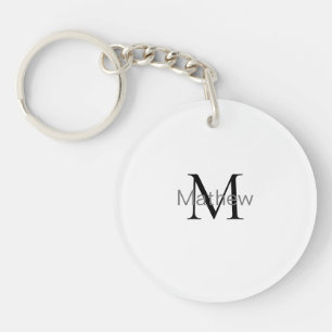 simple initial letter monogram add your name lette keychain