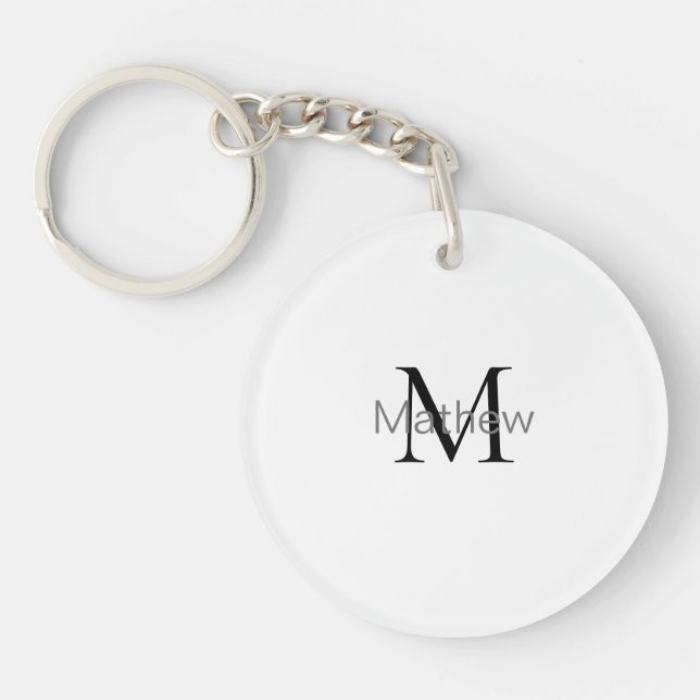 simple initial letter monogram add your name lette keychain (Front)