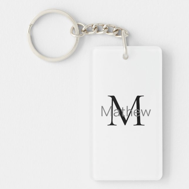 simple initial letter monogram add your name lette keychain (Front)