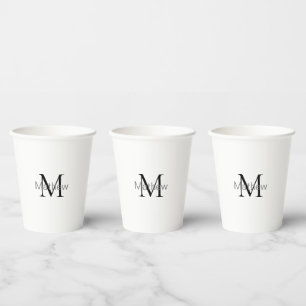 simple initial letter monogram add your name lette paper cups