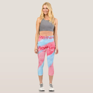 simple initial letter monogram add your name red b capri leggings