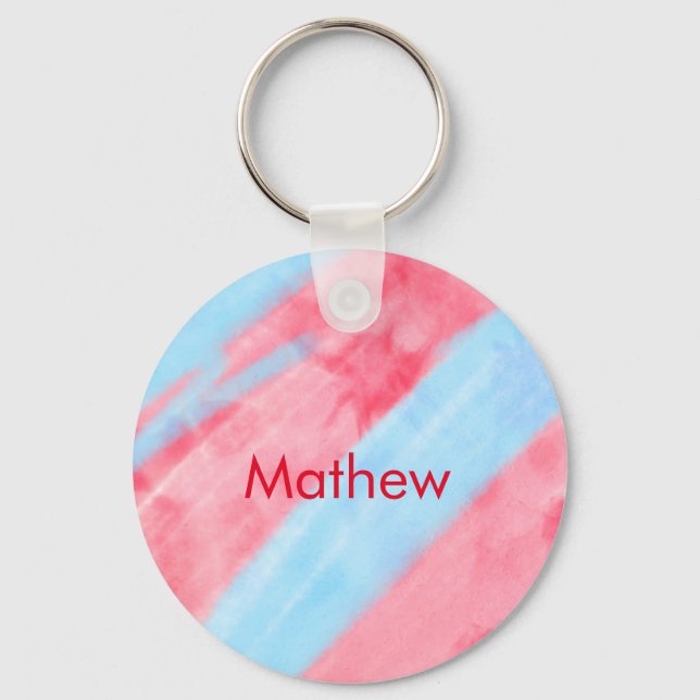 simple initial letter monogram add your name red b keychain (Front)