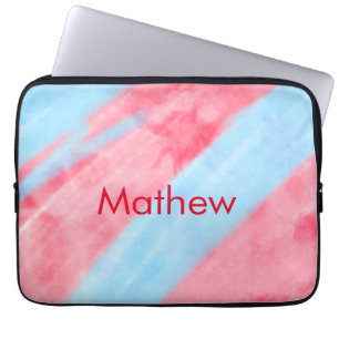 simple initial letter monogram add your name red b laptop sleeve