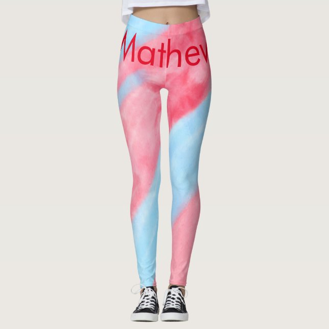 simple initial letter monogram add your name red b leggings (Front)
