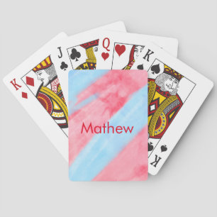 simple initial letter monogram add your name red b playing cards