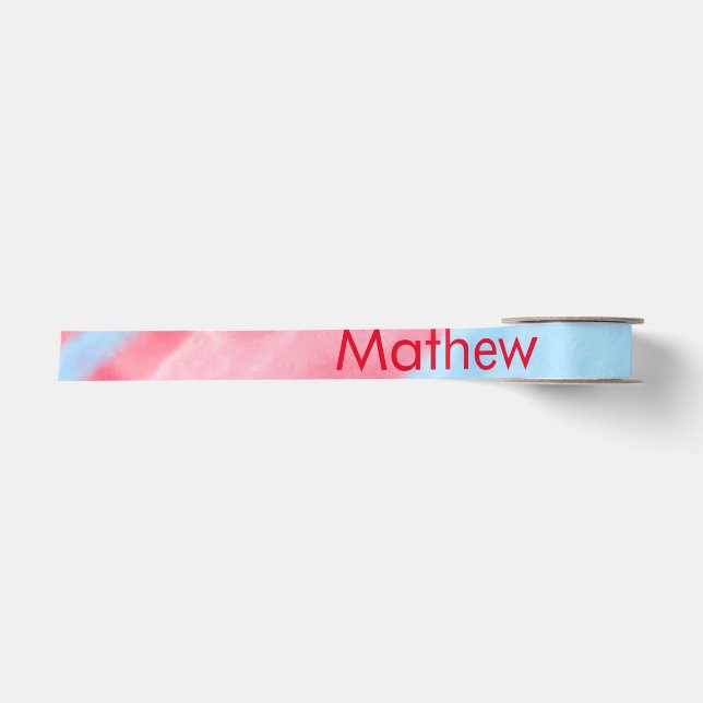 simple initial letter monogram add your name red b satin ribbon (Front)