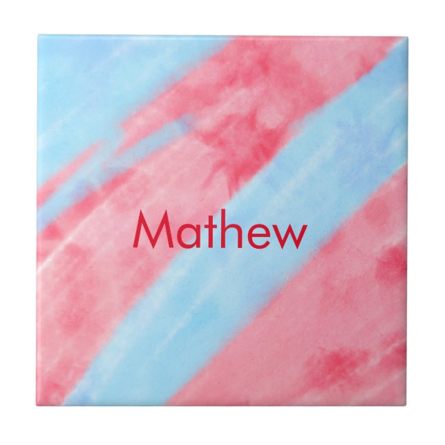 simple initial letter monogram add your name red b tile (Front)