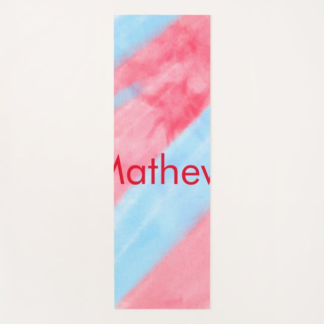 simple initial letter monogram add your name red b yoga mat (Front)