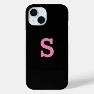 Simple Initial Letter Pink iPhone 15 Case