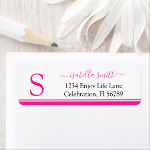 Simple Initial Modern Girly Script Monogram Label