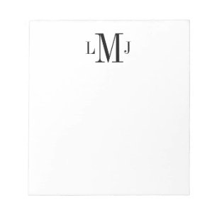 Simple Initial Monogram Black Notepad