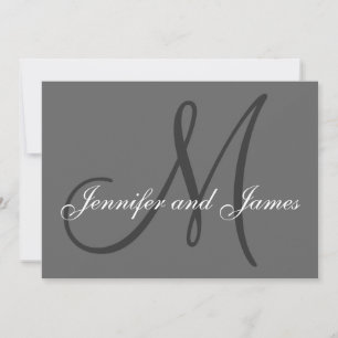 Simple Initial Wedding Invitation Names Grey