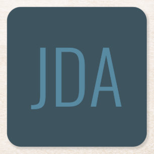 Simple Initials   Blues Square Paper Coaster