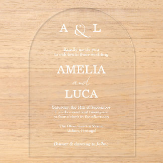 Simple Initials Elegant Calligraphy Arch Wedding A Acrylic Invitations