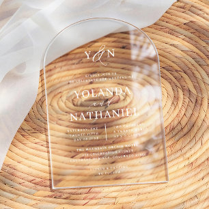 Simple Initials Elegant Calligraphy Arch Wedding Acrylic Invitations