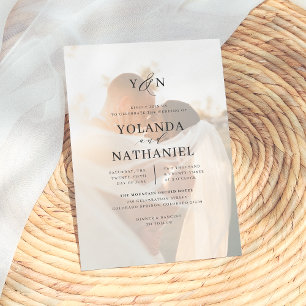 Simple Initials Elegant Calligraphy Photo Wedding Invitation