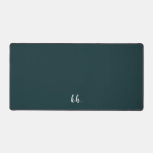 Simple Initials Elegant Cursive Script Dark Teal Desk Mat