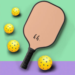 Simple Initials Elegant Cursive Script Peach Pink Pickleball Paddle