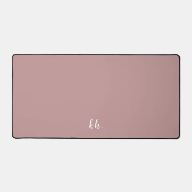 Simple Initials Elegant Cursive Script Rose Pink Desk Mat (Front)