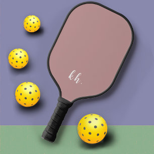 Simple Initials Elegant Cursive Script Rose Pink Pickleball Paddle