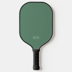 Simple Initials Elegant Modern Sage Green Pickleball Paddle