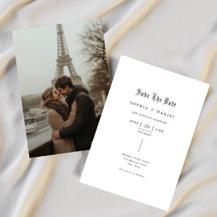 Simple Inline Gothic Font Romantic Wedding Photo Save The Date