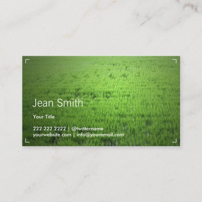 Simple Inspiration Green Rice Field Business Card (Front)
