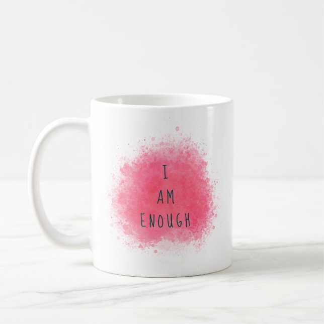 Simple Inspiring I Am Enough Affirmation Quote Coffee Mug (Left)