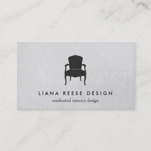 Simple Interior Design French Chair Logo Grey Business Card