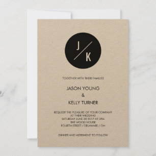 Simple invitation en cercle monochrome kraft moder